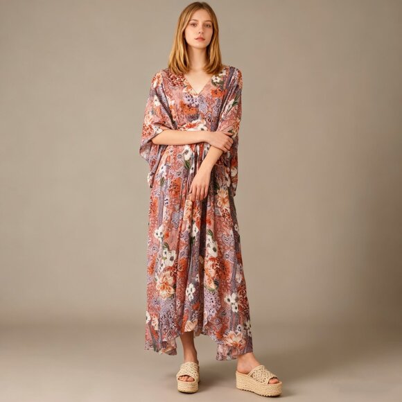 NWOT Johnny Was Scarlet Floral Georgette Midi Dress Size M - Picture 1 of 15